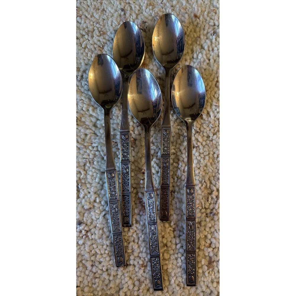 Vtg Northland Oneida Spring Fever 5 Ice Tea Highball Spoons Stainless Steel